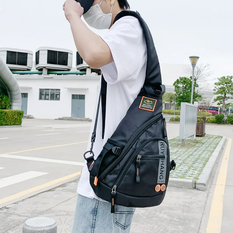 

Male Shoulder Bags Travel Crossbody Bags Men 2024 New Chest Bag for School Trip Waterproof Nylon Messenger Bag Black Green sling