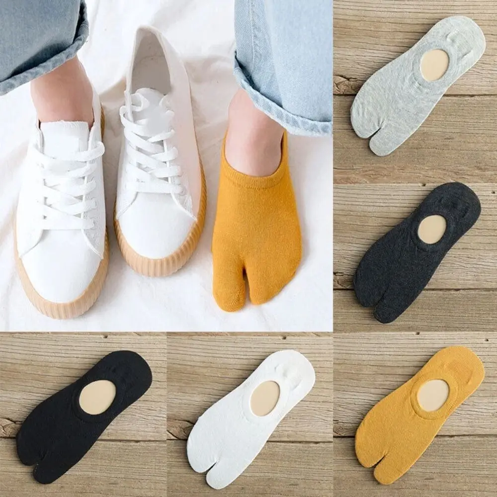 

One Size Low Top Cotton Summer Couple Sandal Socks Thin Socks Split-toe Socks Silicone