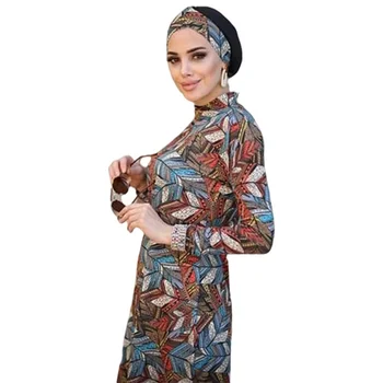 Muslim Swimwear Women Printed Stretch Full Cover Lslamic Clothes 3 piece Hijab Long Sleeves Sport