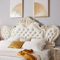 Lit de luxe nordique Vintage, maître Queen King, lit Regale moderne en bois, chambre à coucher en cuir Antique, coffre-fort, meubles tendance Queen Size 1