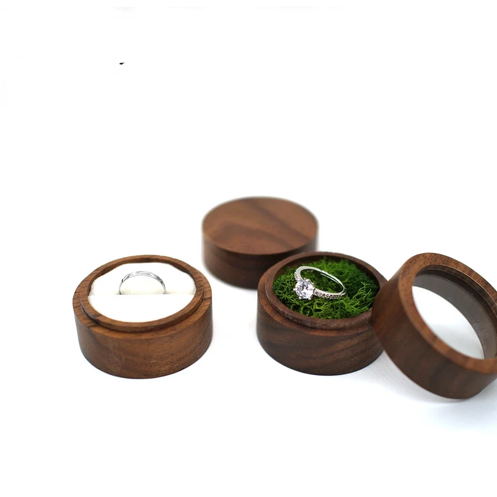 

Walnut Wooden Ring Box Engagement Ceremony Double Ring Box Rustic Proposals Wedding Ceremony Jewelry Display Case