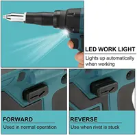 2.4mm-4.8mm Brushless Electric Rivet Gun Home Cordless Rivet Nut Gun Automatic Rivet Tool With LED Light, For Makita Battery, 2