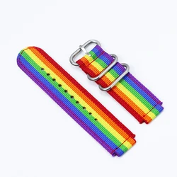 Men's 18mm Canvas Nylon Watch Strap - Durable Replacement Wristband Accessory - 18mm (Rainbow S)