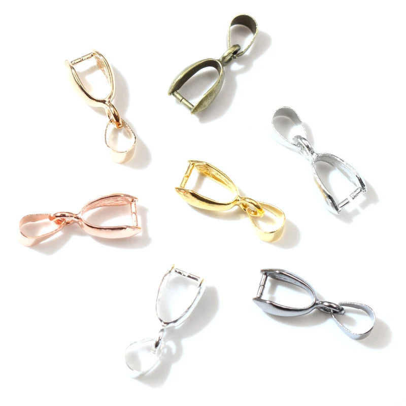 50 teile/los 5x14mm 6x17mm 8x20mm 7 Farben Überzogen Anhänger Verschlüsse Clips kautionen Anschlüsse Kupfer Charme Bail Perlen Schmuck Erkenntnisse