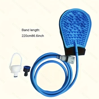 Pet Bath Massage Brush with Shower Head, 86.6inch Rubber Hose, Silicone Glove, Multi-functional Dog & Cat Cleaning Supplies, Out 2