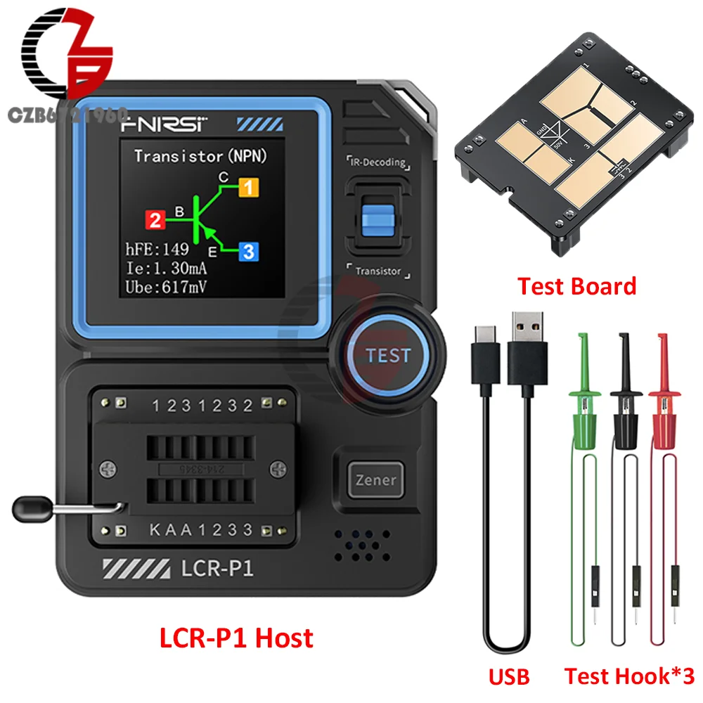 LCR-P1 Transistor Tester Multimeter Diode Triode Capacitance Resistance Meter LCR ESR NPN PNP MOSFET SMD Multifunction Tester 6