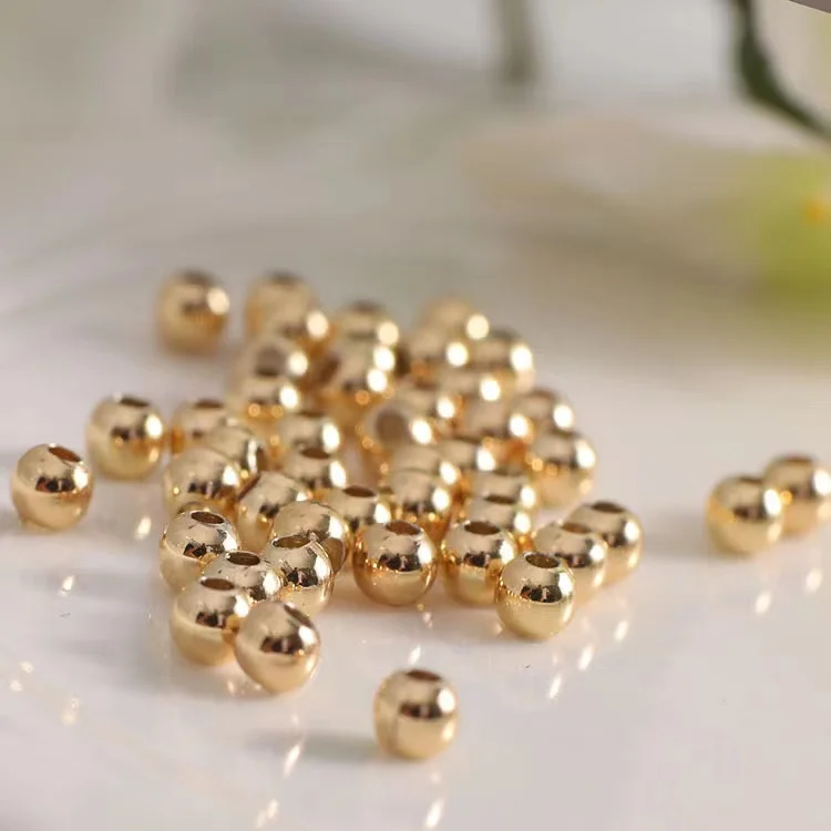 PH PandaHall - 400 Cuentas Chapadas En Oro De 18 Quilates De 4 Mm, Redondas, Duraderas, Espaciadoras De Carne, Sin Costuras, Apilables Para Verano, Hawaii