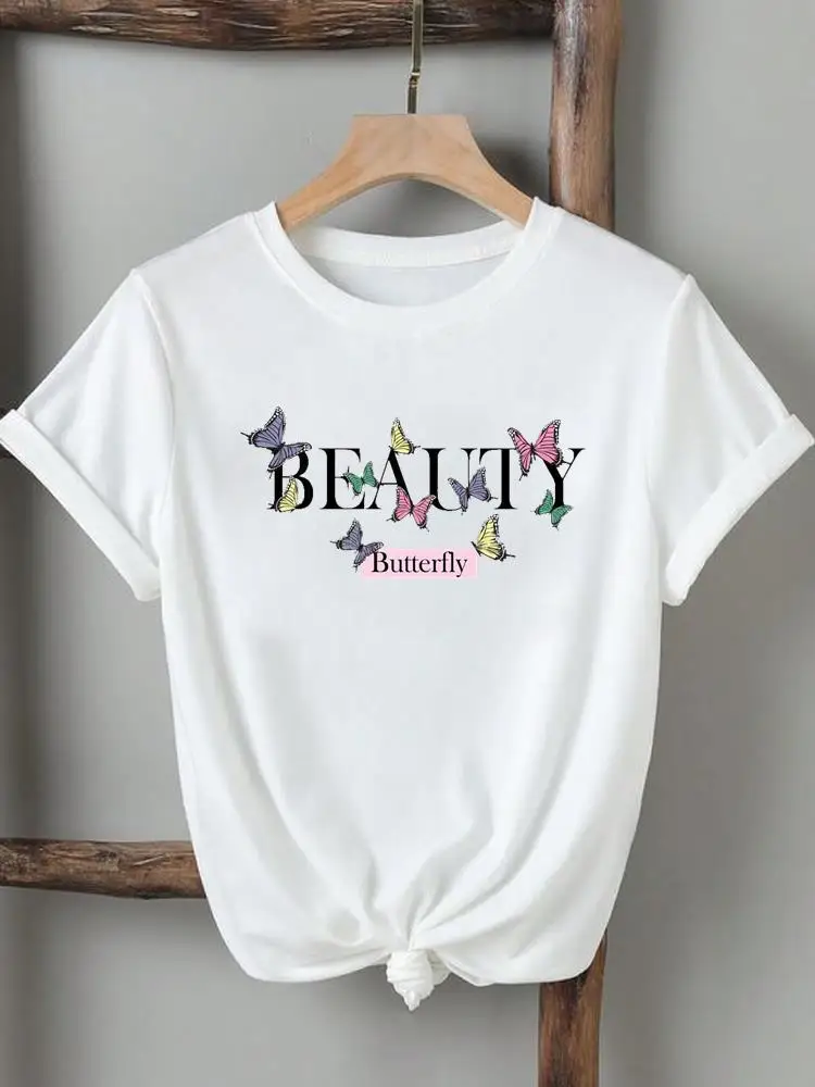 

Tee Clothing Printing T-Shirt Women Lady Tshirts Butterfly Cartoon Style 90s Short Sleeve Printed Fashion Casual Graphic T Top