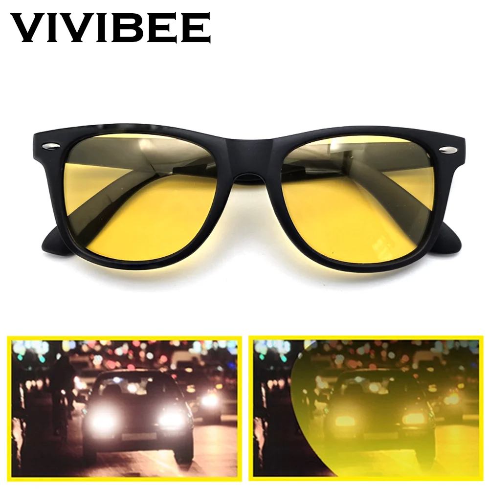 VIVIBEE 클래식 나이트 비전 안경 남성용 사각 편광 렌즈 UV400 여성용 노란색 선글라스 2026 운전 고글