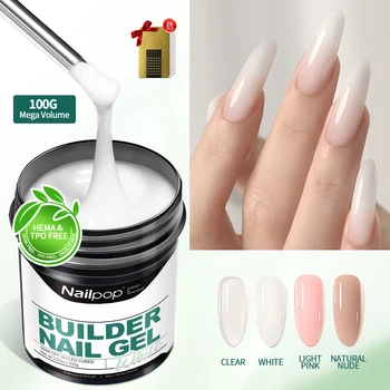 Nailpop 30/100g Gel duro Gel per unghie UV liscio latte per estensione rapida Soak Off a lunga durata Nail Builder Gel Nail Art Manicure