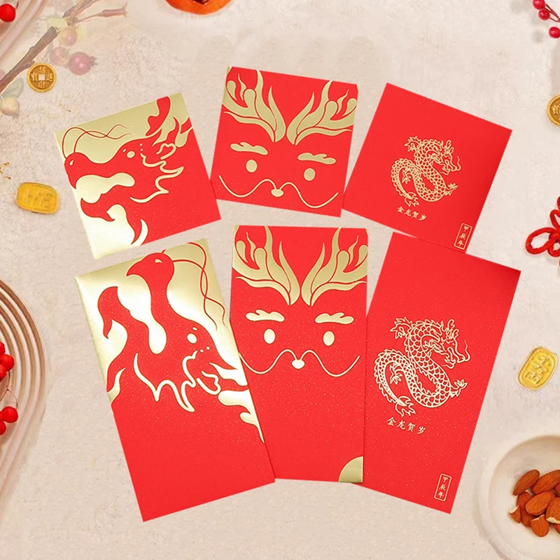 

10Pcs Dragon Year Hongbao Red Envelopes For 2024 New Year Spring Festival Red Packet Lucky Money Packets Creativity Gift Bag