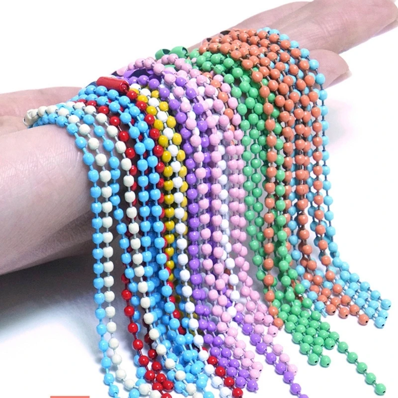 

100Pcs Enamel Coated Beaded Chains in Various Colors Metal Ball Beads Chain 517F