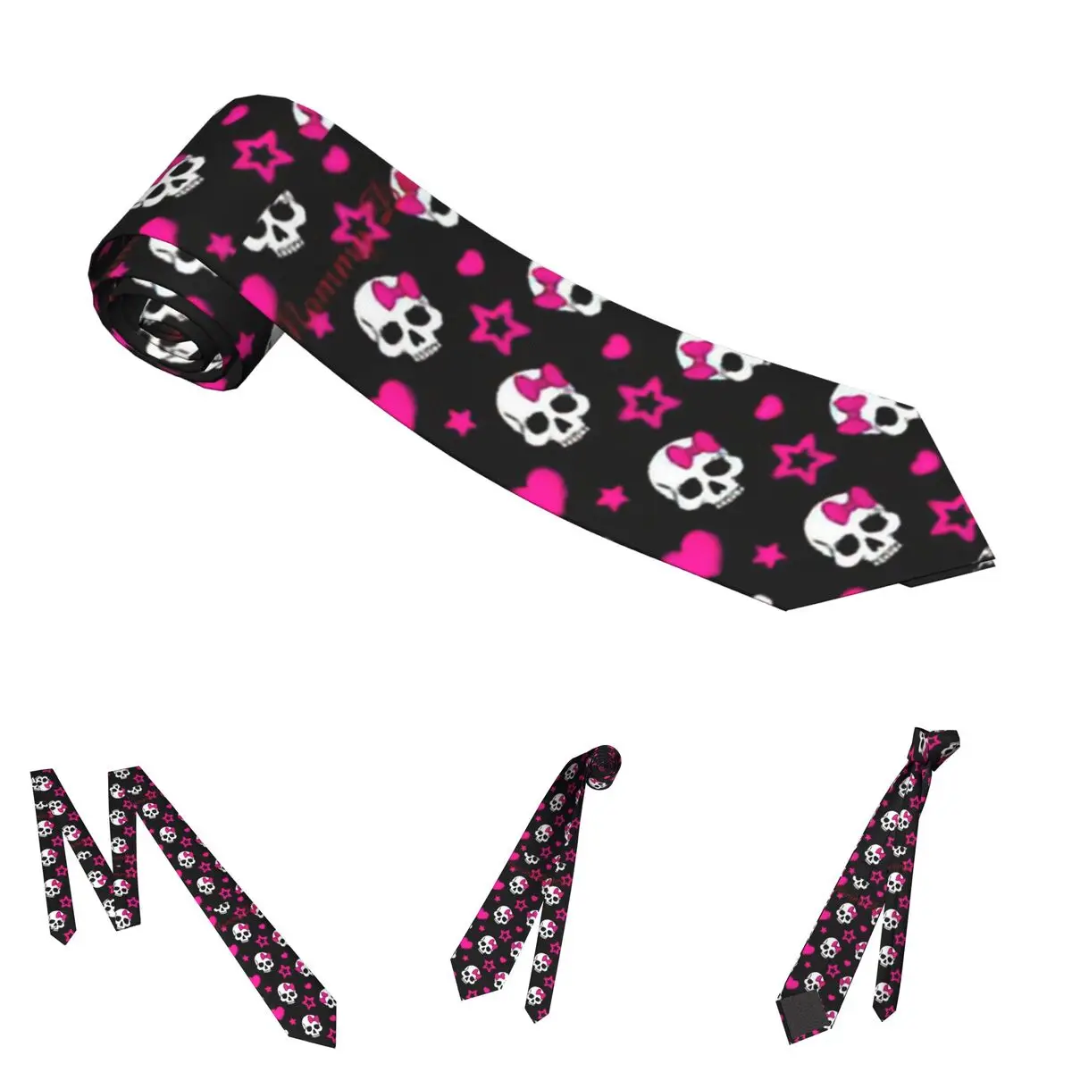 Gothic Pink Skull Necktie for Men for woven necktie necktie set