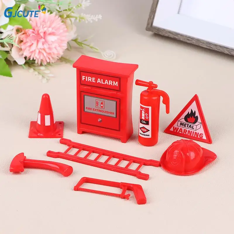 

1 Set 1:6 1:12 Scale Dollhouse Miniature Fire Accessories Extinguisher Fire Hydrant Helmet Ladder Hammer Model Scene Decor Toy