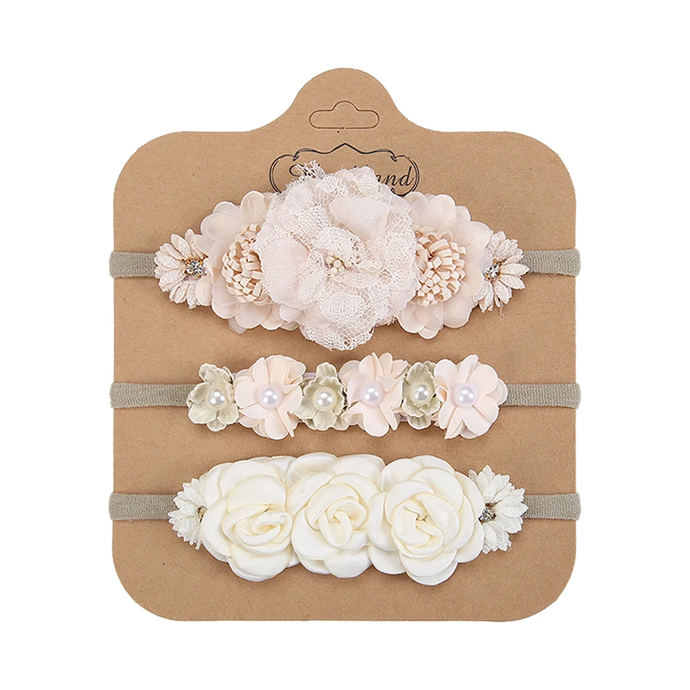 3Pcs/Set Artificial Flower Baby Headbands Girls