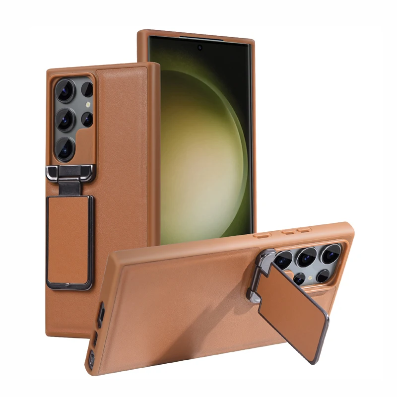 

Leather Case For Samsung Galaxy S23 Ultra Back Stand Holder Camera Lens Flip Cover Kickstand Business Case For Galaxy S23Plus