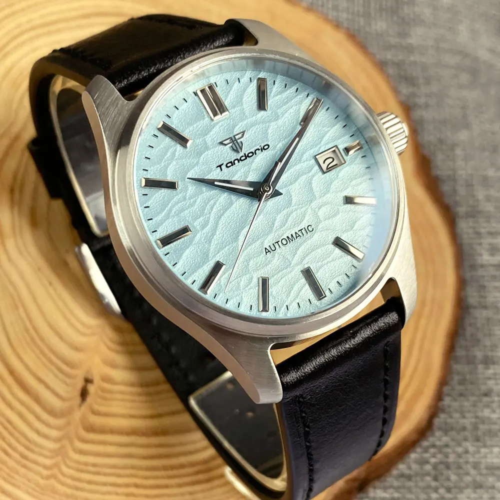 Tandorio Wave Stripe Dial Blue Yellow pilot watch 39mm Automatic