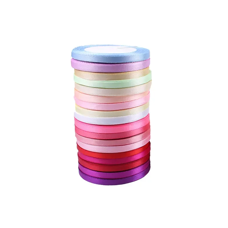 Satin Ribbon 25 Yards 22 Meters 6mm 2/8" Christmas Party Wedding Decoration Team Bride Gift Wrapping Packaging