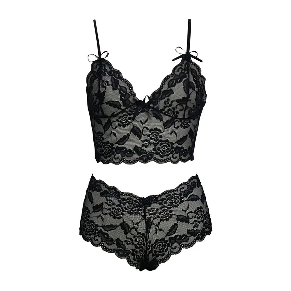 Women's Bra Set Lingerie Floral Lace Tank Top Shorts Camisole Bra + Panty Set Pajamas Underwear women lingerie women sleepwear set