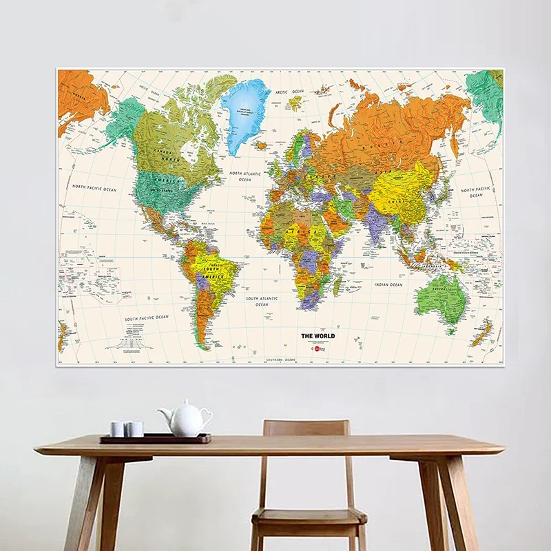 The World Map Educational Poster Map 150x225cm Foldable Non-woven Background for Travel and Trip Office & School Supplies
