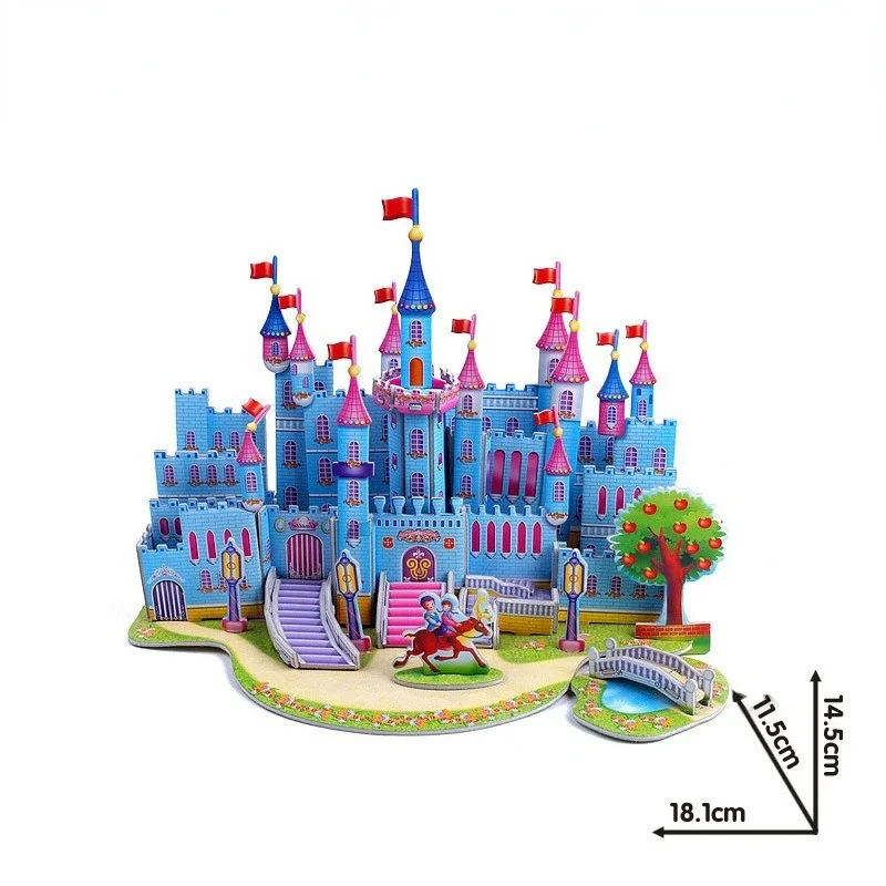 3D DIY Puzzle Castle Assembling Model Cartoon House Paper Toy Kid Early Learning Construction Pattern Gift Children House Puzzle