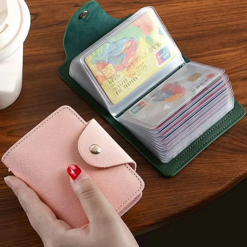 24 Bits Credit Card Holder Business Bank Card Pocket PU Large Capacity Card Cash Storage Clip Organizer Case ID Holder 2030