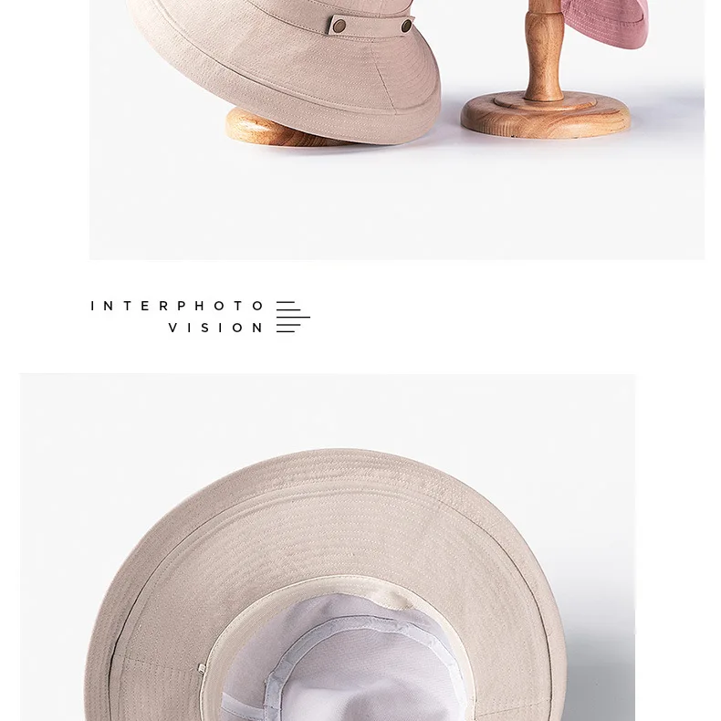 Sommerlicher UV-Schutz-Sonnenhut mit großer Krempe für Damen und Herren – Modischer, einfarbiger Sonnenschutz-Bucket Hat für Reisen und Shopping – Großhandel im Trend – Detail 8