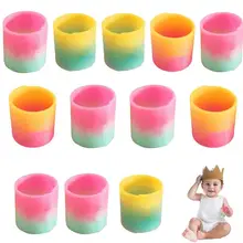 Rainbow Spring 12pcs Coil Toys Rainbow Coil Halloween Coil Spring Neon Colors Magic Toys Christmas Party Gift for Kids Adults tanie tanio CN (pochodzenie) 3-6y 6-12y 14 + y 12 + y