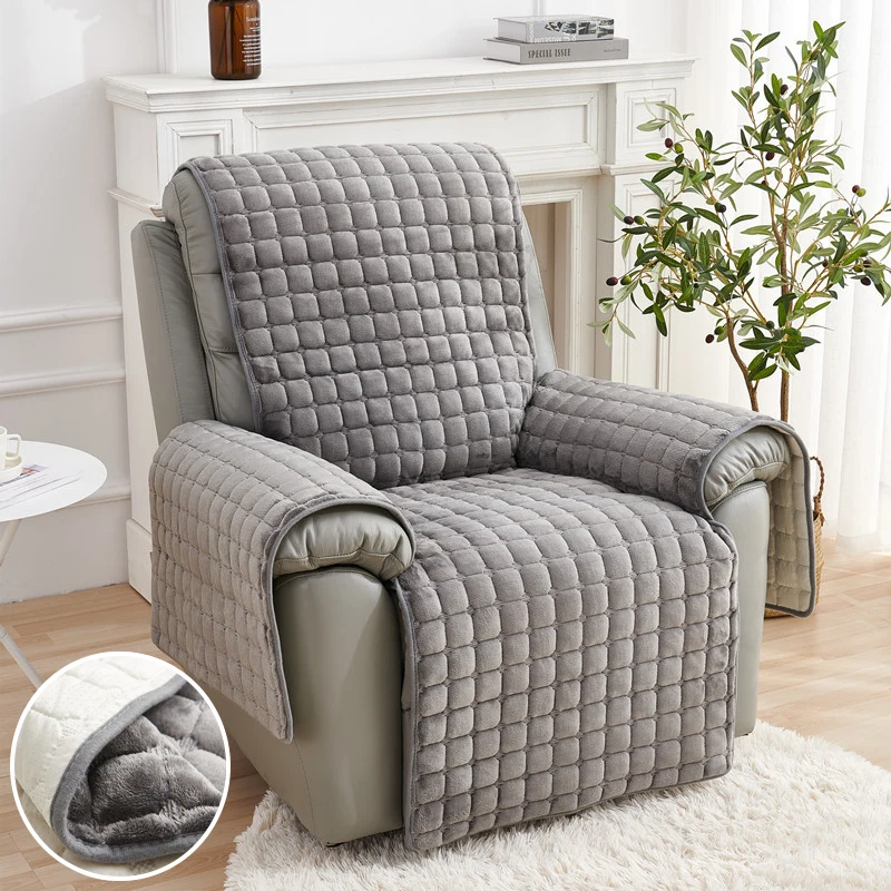 

1 Seater Recliner Sofa Cover Flannel Velvet Non-Slip Chair Protector Covers Relax Lazy Boy Single Chairs Slipcovers Home Decor