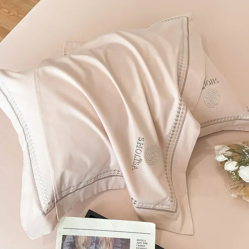 Light Luxury Style 120 Thread Count Pure Cotton Four Piece Set Embroidered All Cotton Quilt Cover Premium Feeling Bed Sheet 3