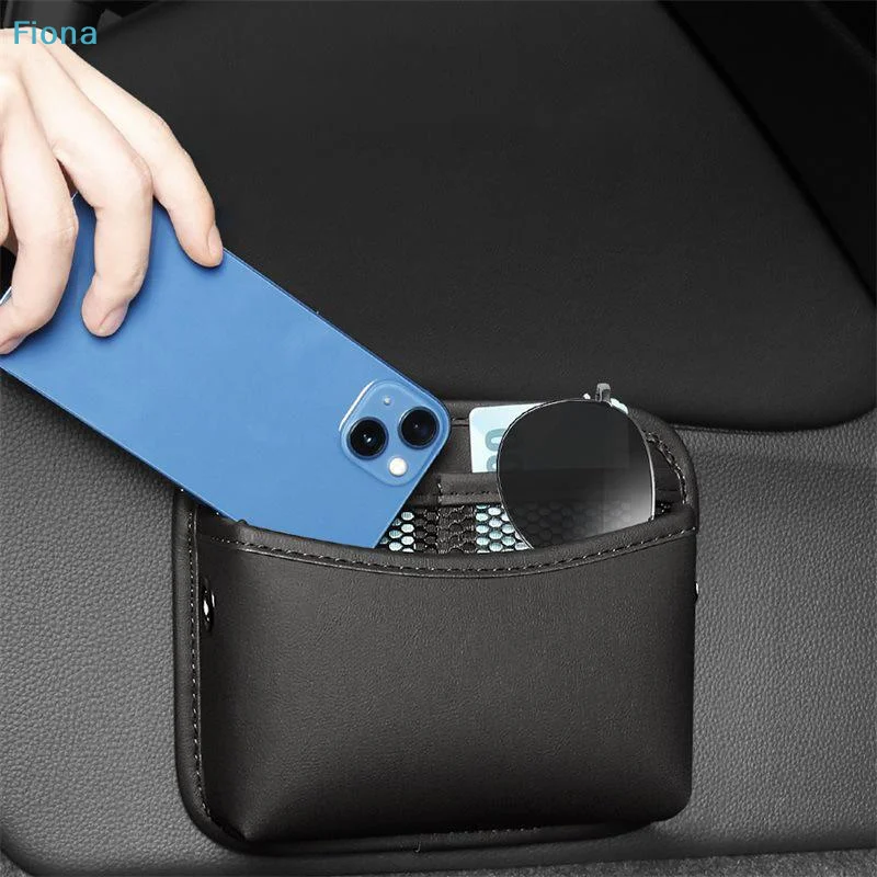 ✔ Borsa portaoggetti laterale per portiera auto, organizer in pelle PU con tasca a rete per carte, telefono, occhiali da sole, accessorio universale per interni auto - Image 4