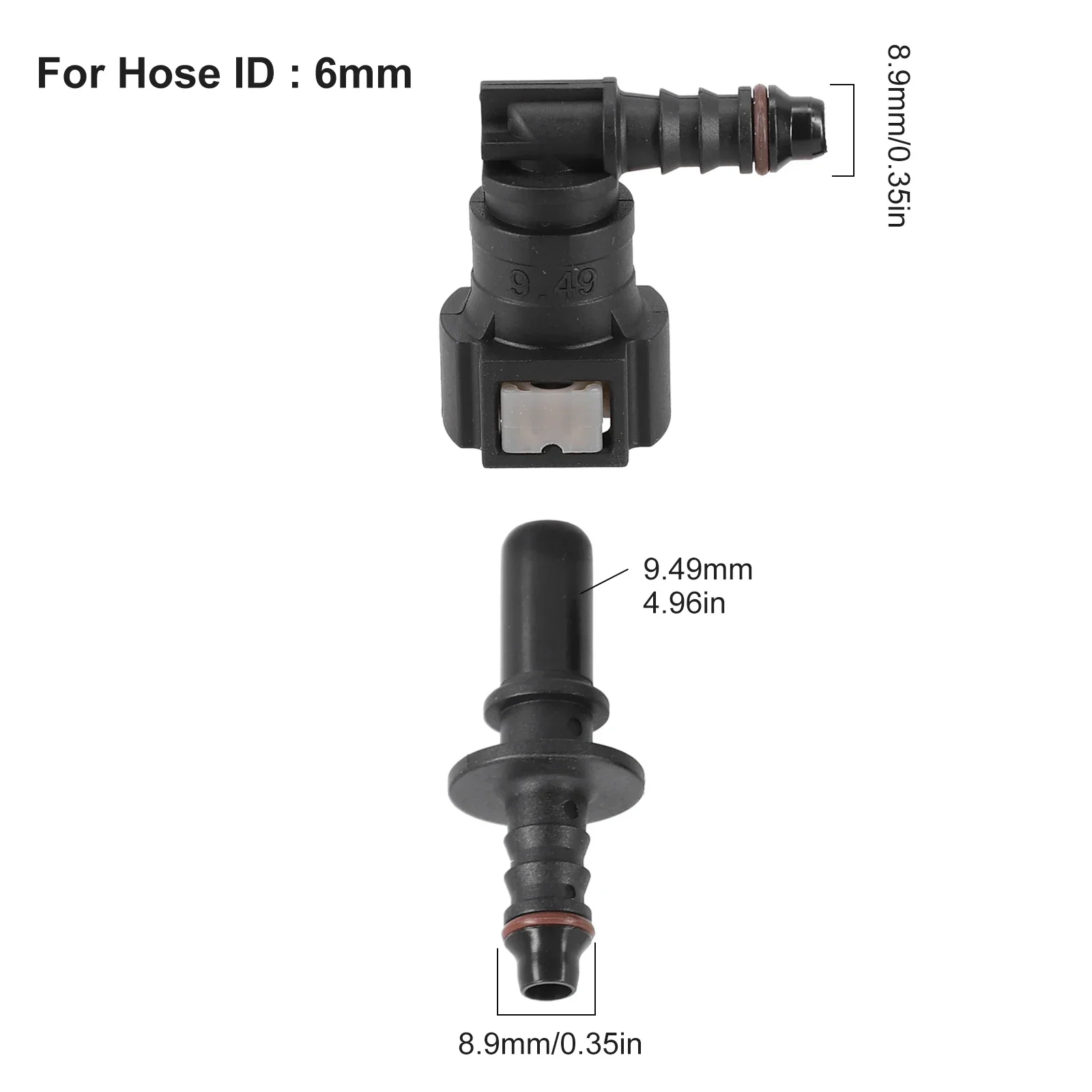Car Fuel Line Quick Release Connector Nylon Hose ID 6mm（1/4"）90 Deg Elbow SAE 9.49 Nylon Fuel Line Coupler Car Supplies