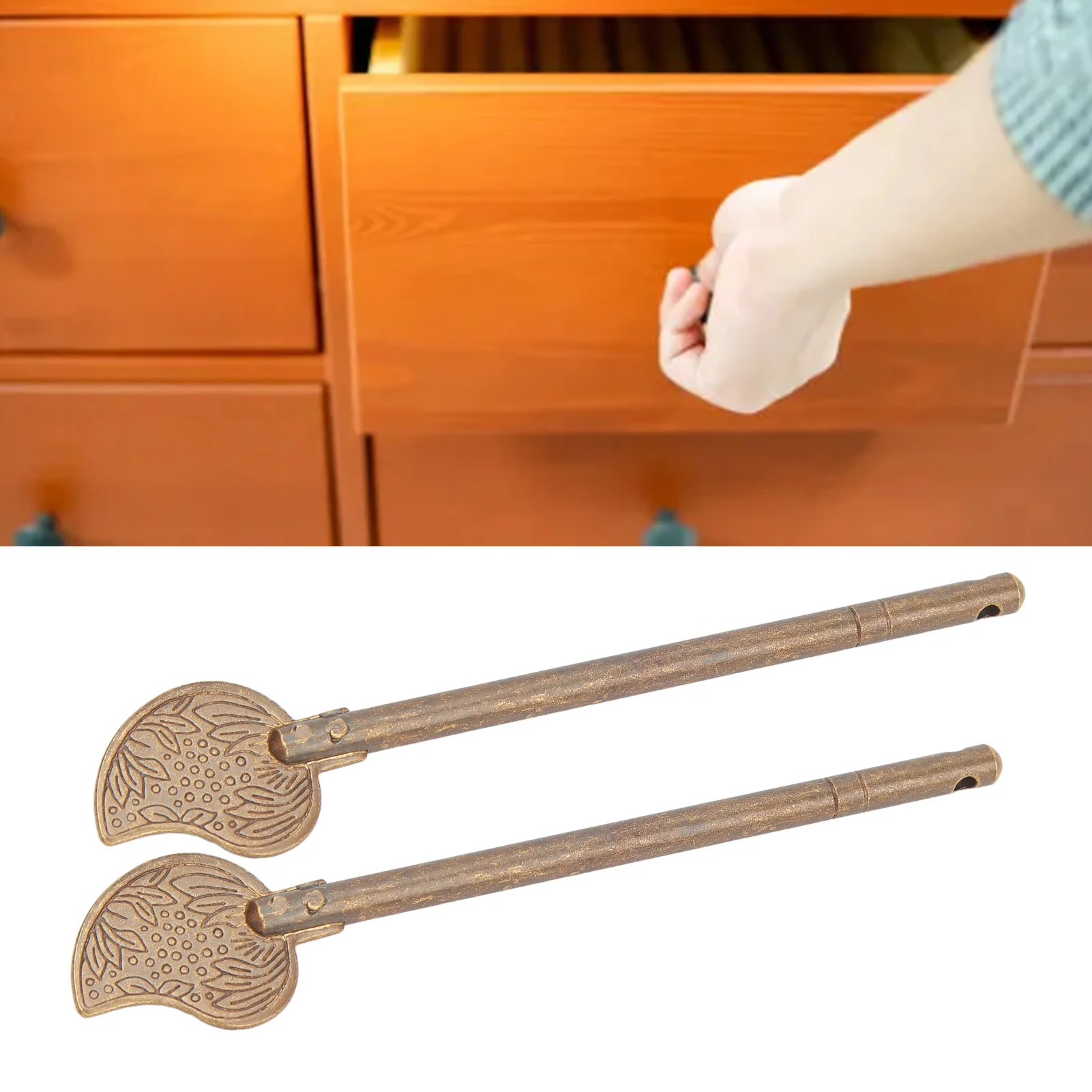 Door Locking Pin 11cm Leaf Shape Retro Brass Cabinet Key Locking Pin Door