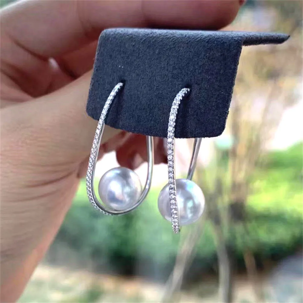 

DIY pearl earring accessories S925 sterling silver trendy minimalist earrings for women's empty fit 8-10mm beads