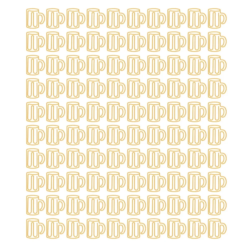 100Pcs 노란색 귀여운 종이 클립 플라스틱 코팅 금속 컵 모양 종이 클립 휴대용 27*24mm 사무실 클립 사무용품