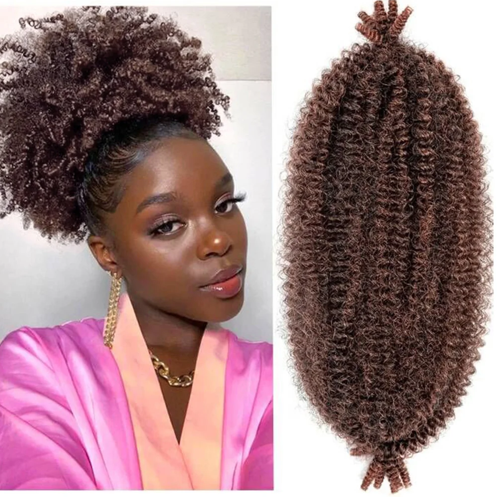 Synthetic Springy Afro Twist Crochet Hair Pre-Separated Braiding Hair Extensions for Women Soft Marley Braids Kinky Twist