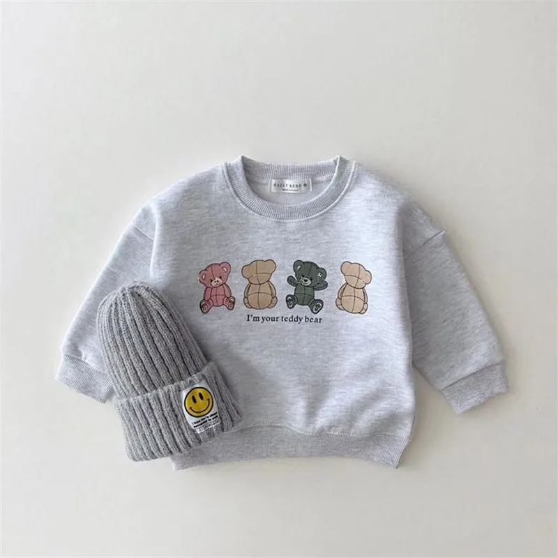 New Baby Hoodies Cute Bear Print Infant Boys Cartoon Tops Autumn Kids Long Sleeve Sweatshirt Cotton Girls Clothes Girl sweatshirt Kids sweatshirt