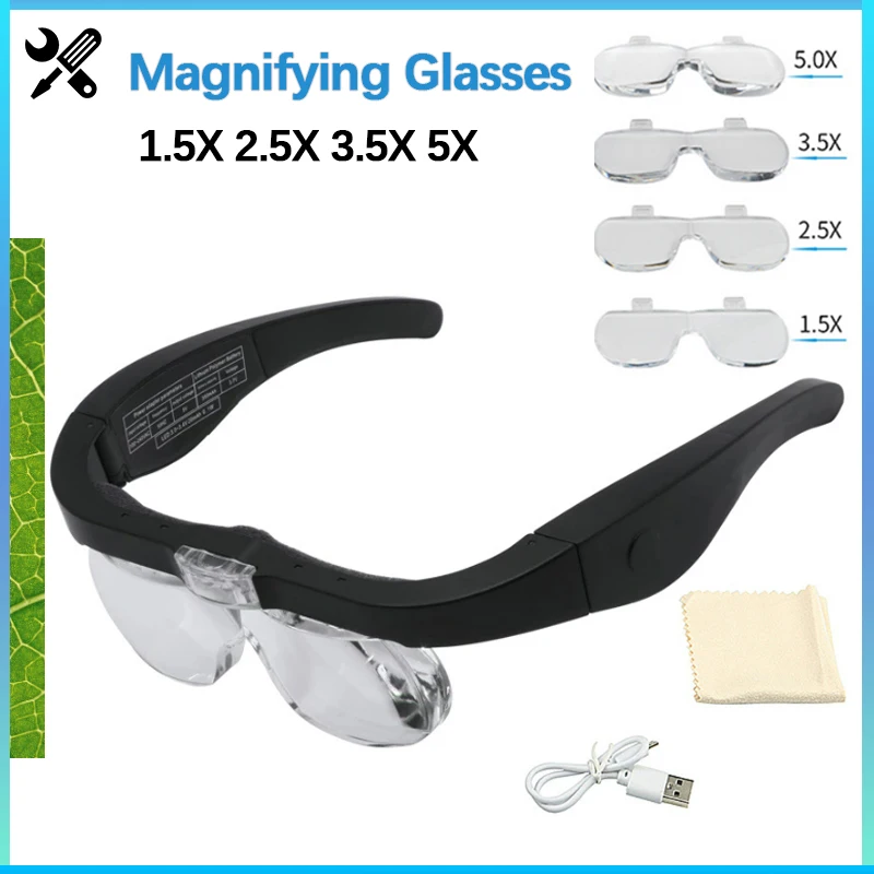 2022 New Magnifying Glasses with Lights Magnifying Lighted Eyeglasses Hands  Free for Close Work Reading Magnifying Eyeglass - AliExpress