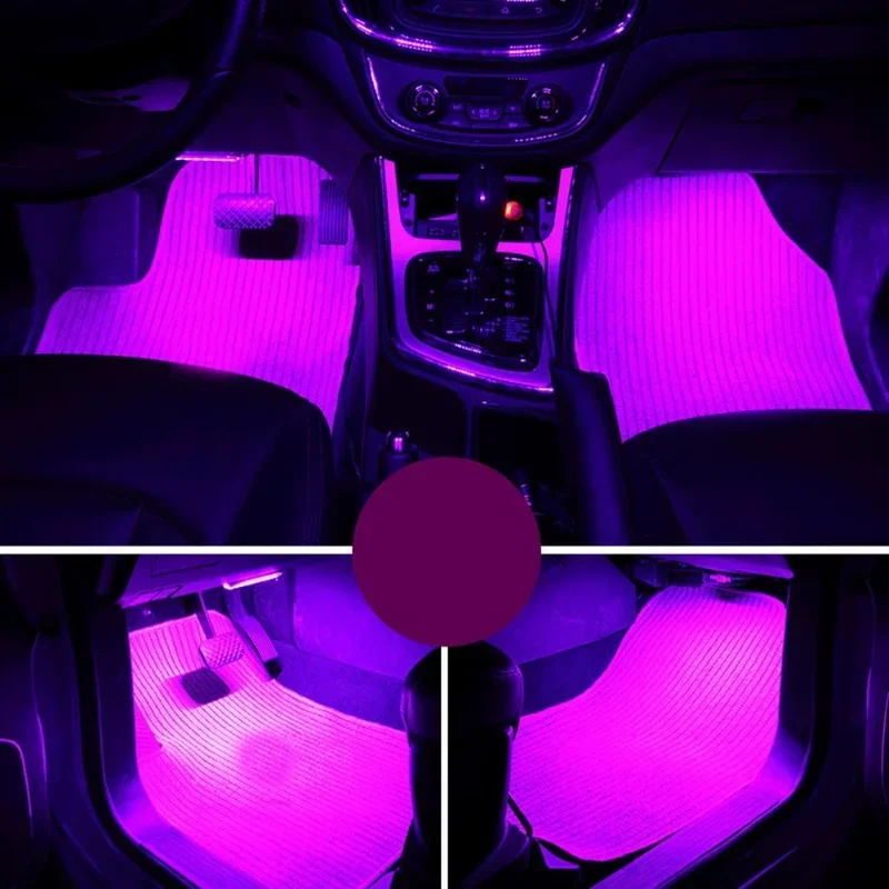 Multicolor Adhesive Tap Auto Decoration Dash Foot Socket 9 LED