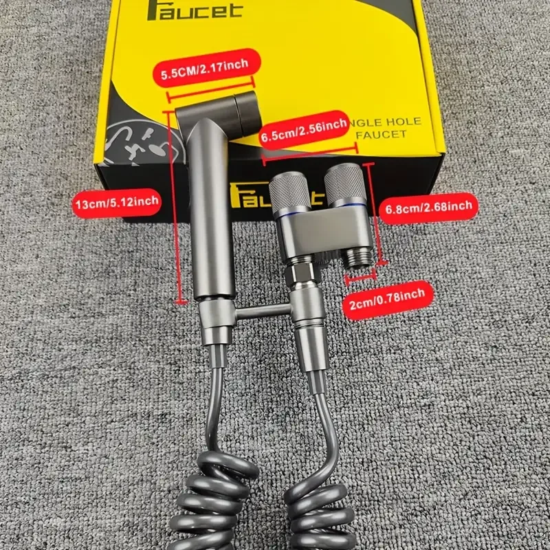 Stainless Steel Triangle Valve with One Inlet And Two Outlets, Equipped with a Spray Gun for Enhanced Flushing