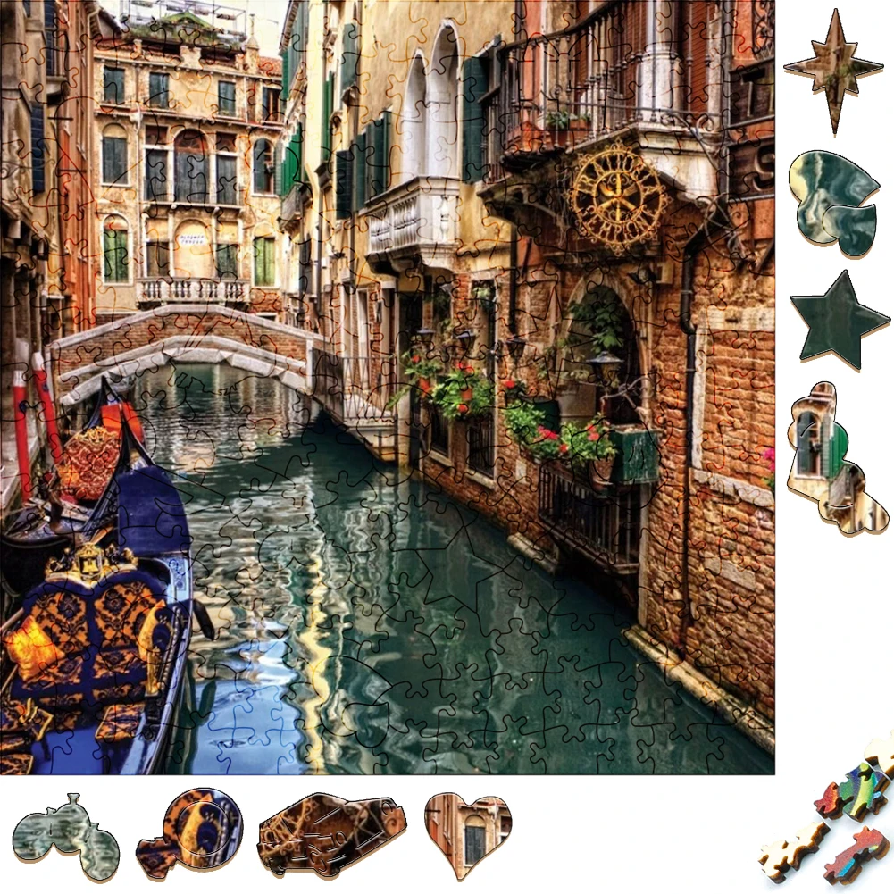 Unique Wooden Puzzles Water House Building Wood Jigsaw Puzzle Craft Irregular Family Interactive Puzzle Gift for Friend Gather comfortable wooden puzzles lake house fishing wood jigsaw puzzle craft irregular family interactive puzzle gift for friend game