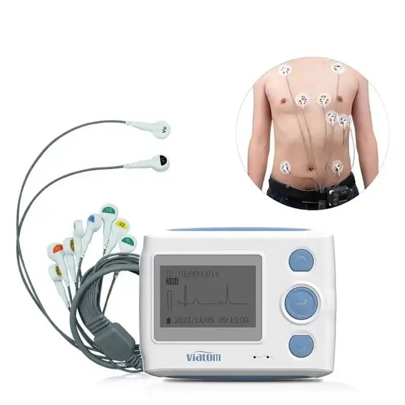 Bluetooth ECG Recorder 12 Lead Dynamic ECG Continuous 24-hour Heart Rate Monitoring High end Monitor Data Storage View Repor