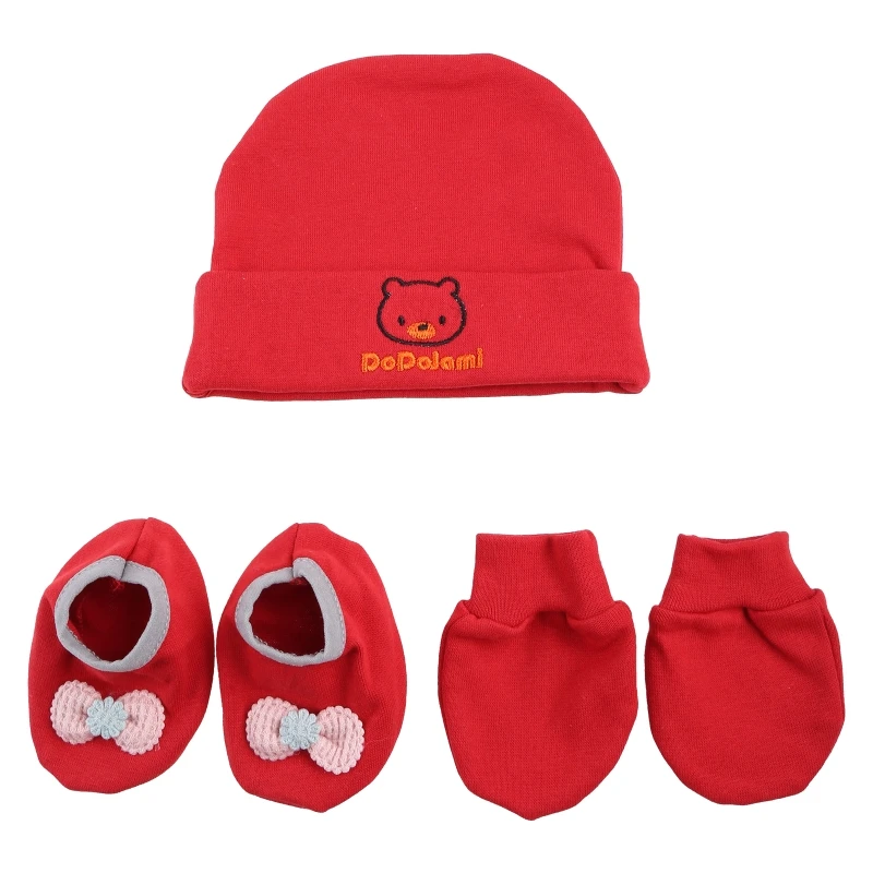 Baby Anti Scratching Gloves Hat Foot Cover Set Soft Cotton Newborn Mittens Socks