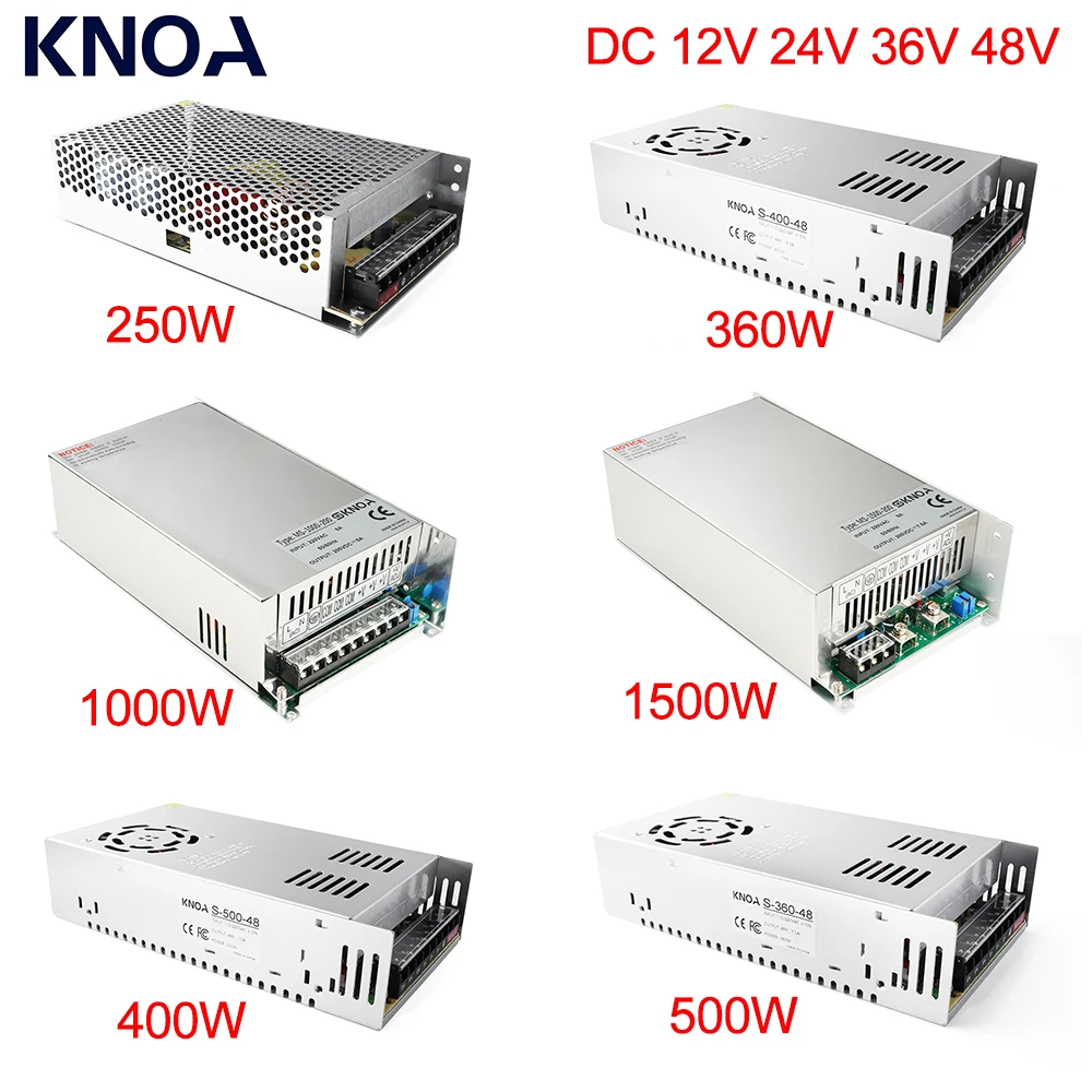 250W 360W 400W 500W 600W 1000W 1500W Anahtarlama Güç Kaynağı AC 100-240V DC 12V 24V 36V 48V Güç Adaptörü LED Sürücü Transformatörleri