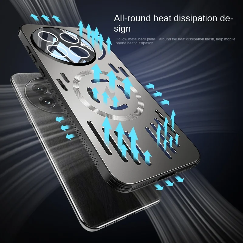 Premium Hard Metal Heat Dissipation Magnetic Wireless Charging Protective Back Cover