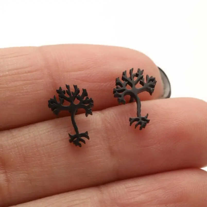 Kleine Edelstahl Blätter Pflanzen Ohrringe für Frauen Vintage Ohr Piercing Ohrstecker für Teenager Zubehör Pendientes – Detail 8
