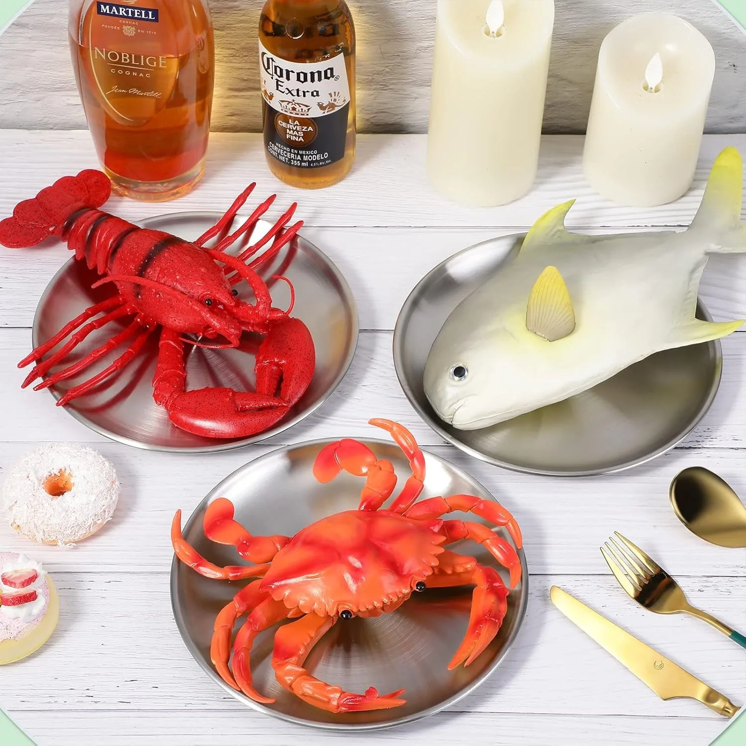 Stainless Steel Plate 4/10Pcs 304 Stainless Steel Dishes 8 Inches Adult Plates Reusable Camping plate Dessert Plate