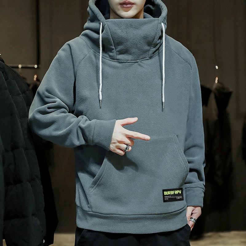 Hoodies Sweatshirt mens spring autumn new Fleece Hoodie Pure color hooded Sweatshirts Men\'s casual warmth Sweatshirt size M-5XL