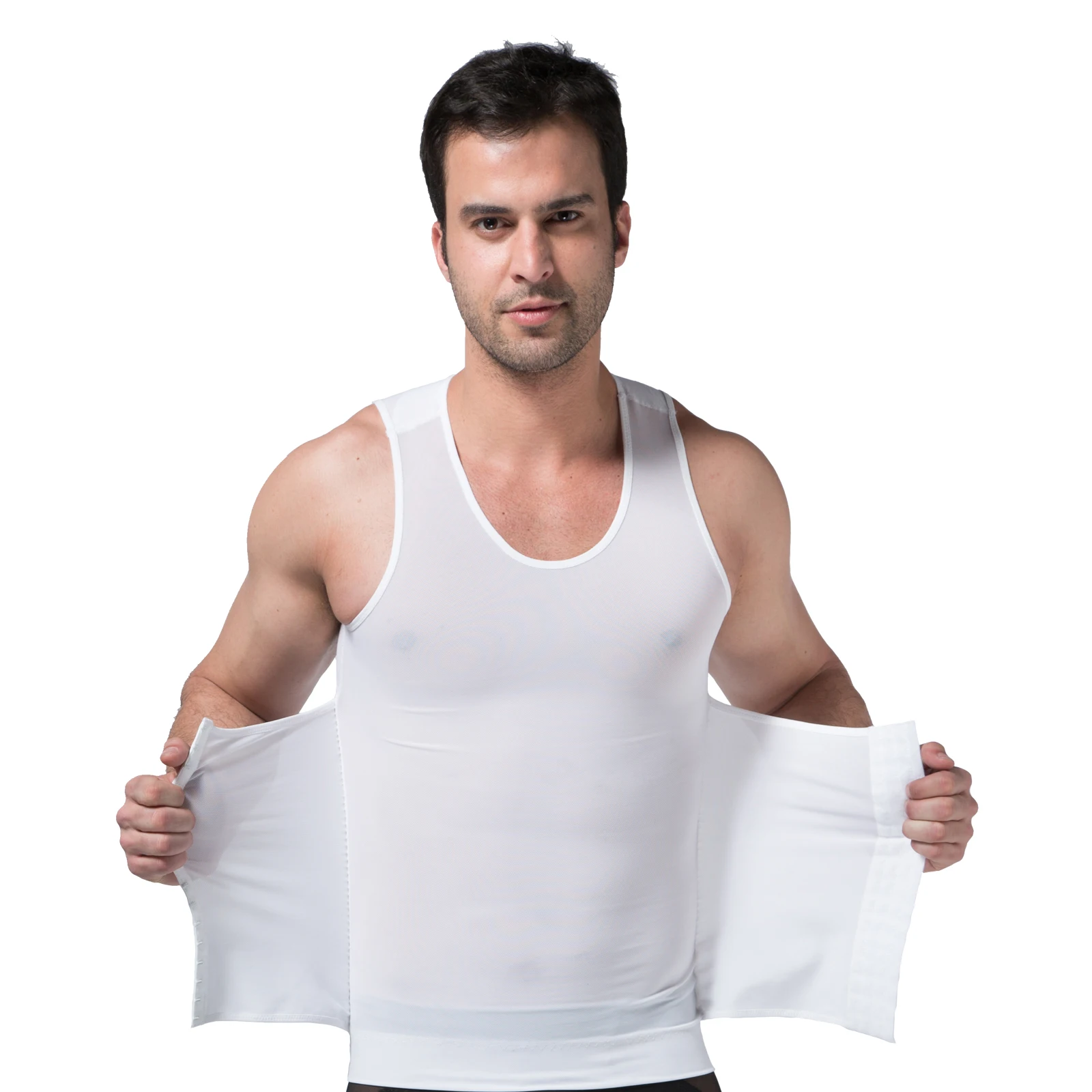 Men Waist Trainer Vest Beathable Elastic Shapewear 3 Hooks Tummy Control Weight Loss Double Compression Body Shaper for Male