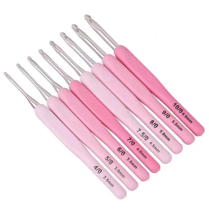9pcs Crochet Hook Kit 2.5-6cm Ergonomic Soft Handle Aluminum Hooks Set with 8 Sizes for DIY Crafts Knitting Crocheting Supplies 4